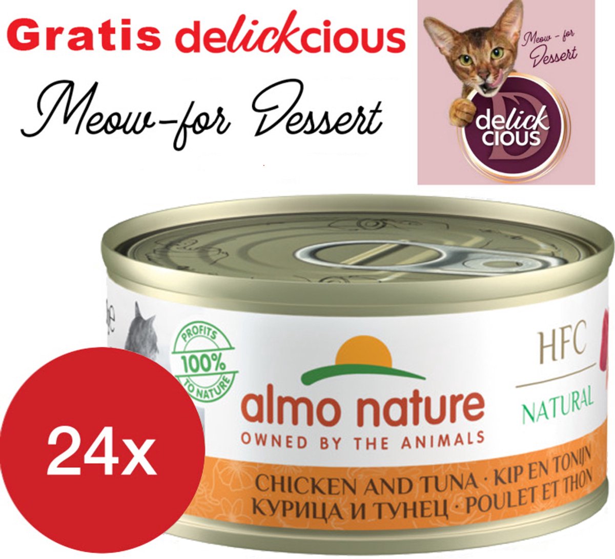 Almo Nature Almo Nature HFC tonijn en kip 24 x 70 gram
