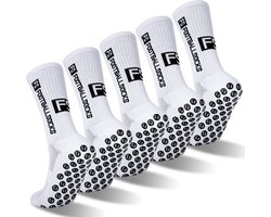 5paar Gripsokken Voetbal Wit Sportsokken Anti-Blaren -Gripsokken voetbal - Sportsokken - Basketbal sokken - Antislip sokken - voor Heren, Dames, Voetbal, Basketbal, Hardlopen - Tennissokken - Fitness -Wit (Maat 38-43)