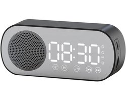 Digitale Wekker - Bluetooth Speaker - Premium Wekker - met LED Spiegeldisplay - Twee alarmen met hoog volume - Digitale Wekkerradio - Zwart