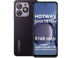 HOTWAV Note 13 Max Smartphone - 16GB/256GB - 5160 mAh Batterij - mobiele telefoon zonder abonnement - 4G Dual SIM - mobiele telefoon senioren - Met Transparante Hoes - Paars