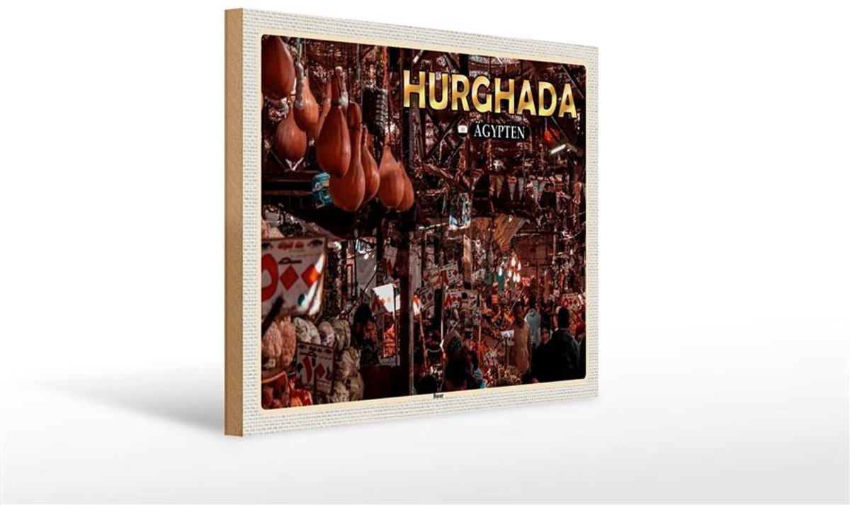 Holzschild Reise 40x30cm Hurghada Ägypten Basar Geschenk
