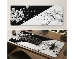 XXL Gaming Muismat - 80x30 cm - Antislip - Topografische kaarten - groot - Death and Life Design - Zwart/Wit