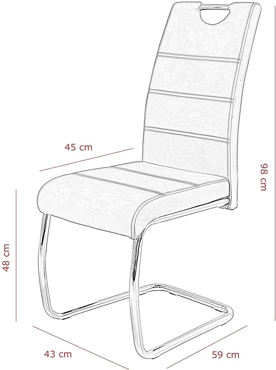 Eetkamerstoel – Microvezel Antraciet – - 59x43x98 cm - Antraciet - Antraciet – Ergonomische Luxe Keukenstoel - Medahomestore