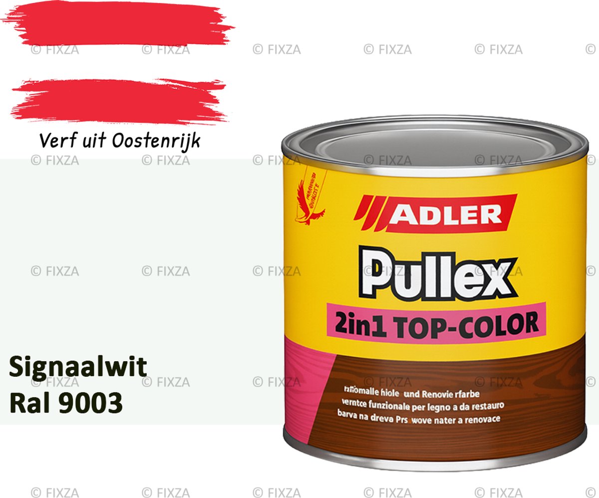 ADLER Pullex 2in1 Top-Color – Signaalwit – 0,75 Liter – Dekkende Houtverf Buiten – Zijdemat