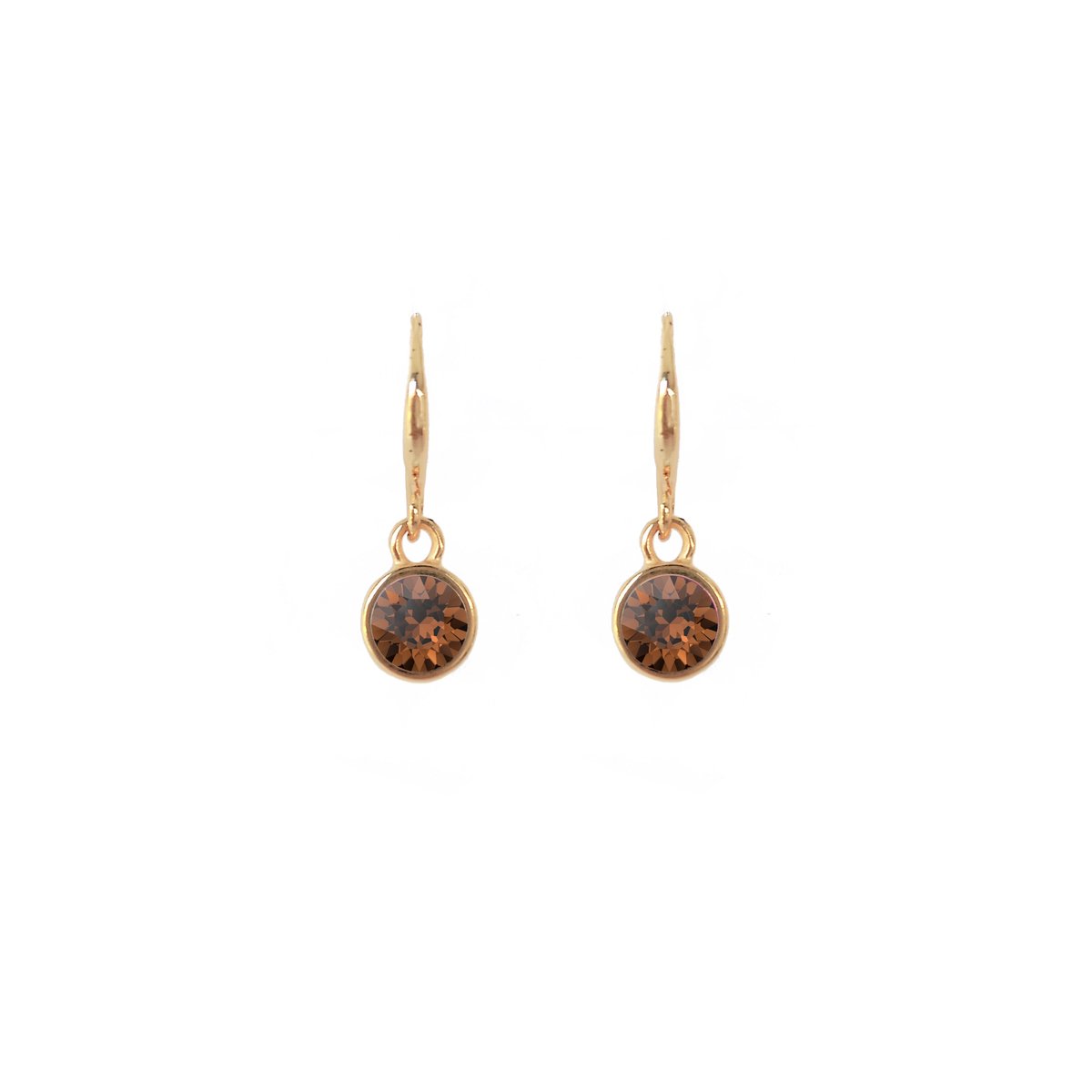 Smoked Topaz midi oorhangers - Bruine oorhangers - Verguld - Swarovski - Bliss Label