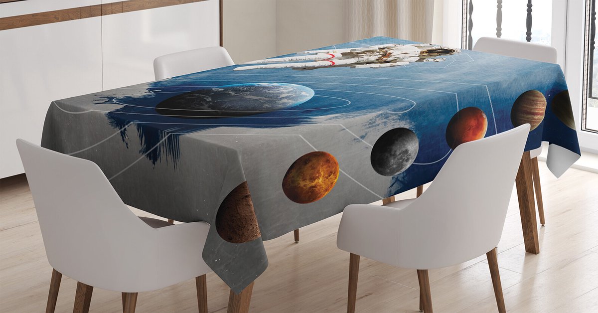 ABAKUHAUS Tafelkleed nevel – Astronaut ruimte – 140x240 Blauw/Grijs