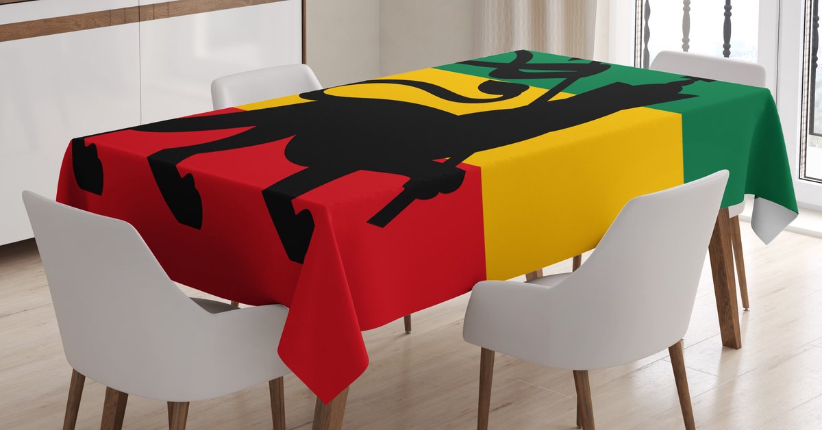 Abakuhaus Rasta Tafelkleed – Geel/Zwart, 140 x 200 cm