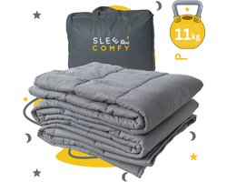Sleep Comfy Verzwaringsdeken - 11 kg - 200x200cm - Weighted Blanket - Ontspannende Druk - Rustgevend - Comfortabel voor Alle Seizoenen - 4 Seizoenen - Hoogwaardig Materiaal - Grijs