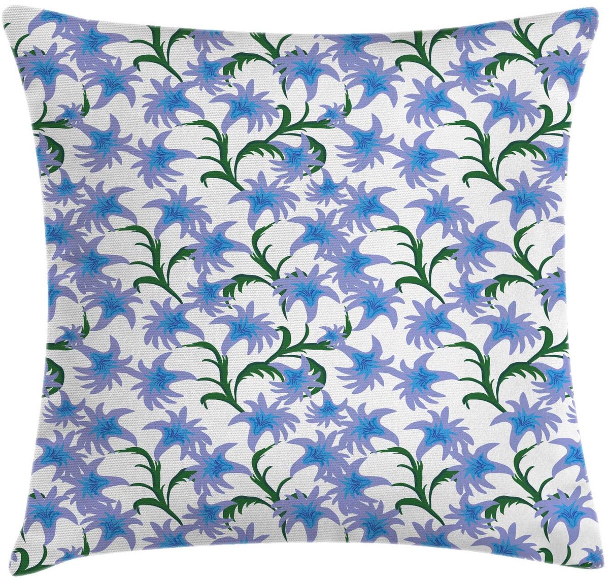 ABAKUHAUS Kussenhoes – Bloemen Motief – 45x45 cm – Lavendel-Blauw-Groen – Dubbelzijdig bedrukt