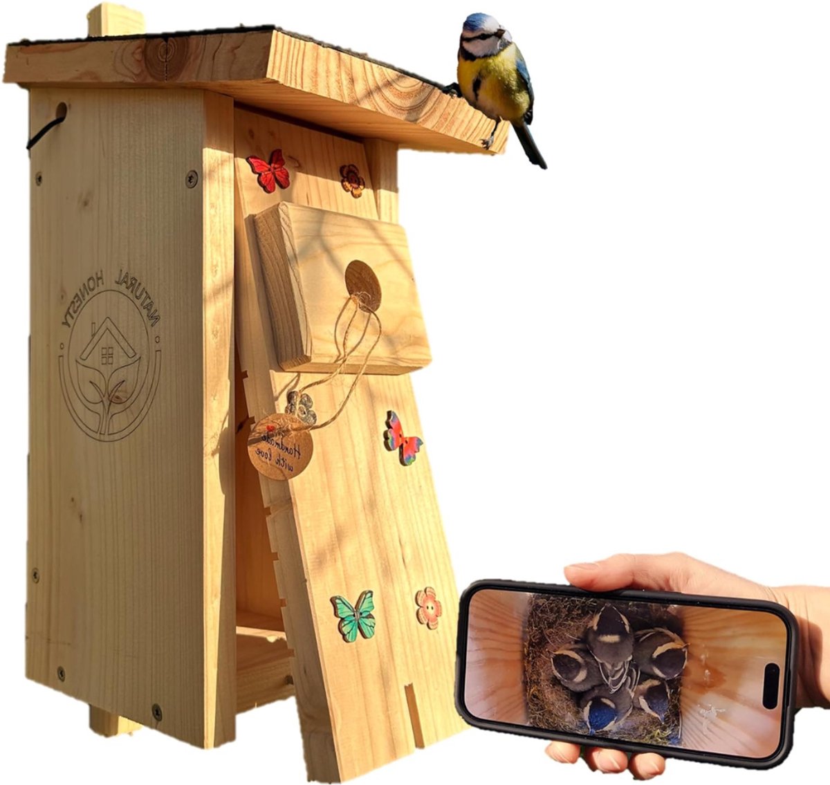 VIN® Vogelhuisje met Camera – Nestkast Camera Oplaadbaar – Vogelvoederhuisje met Camera – Vogel Camera met Dag & Nachtzicht – Camera Vogelhuisje IP65 Waterdicht