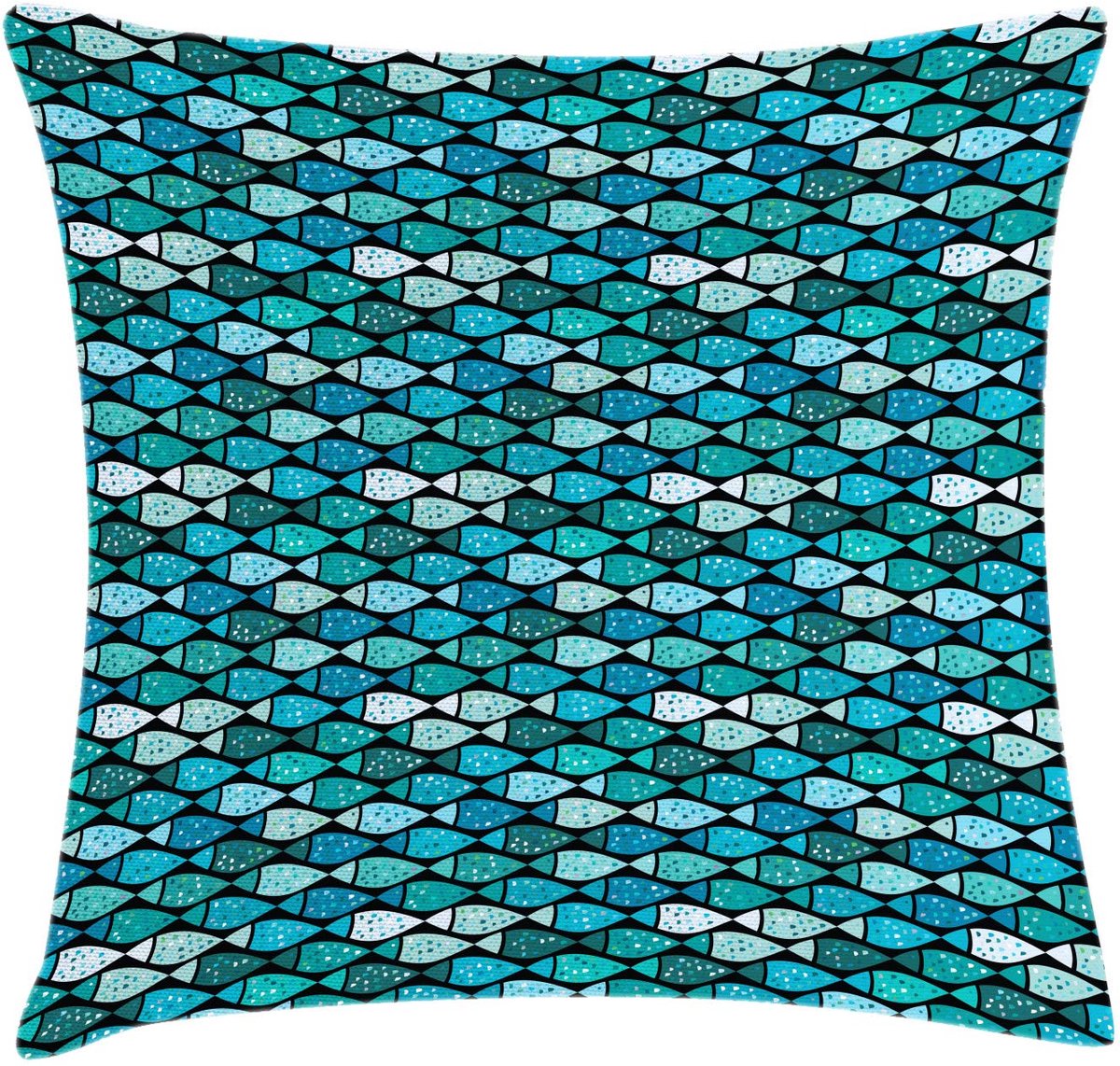 ABAKUHAUS Vis-kussenhoes – Dubbelzijdig bedrukt – 40×40 cm – Veelkleurig