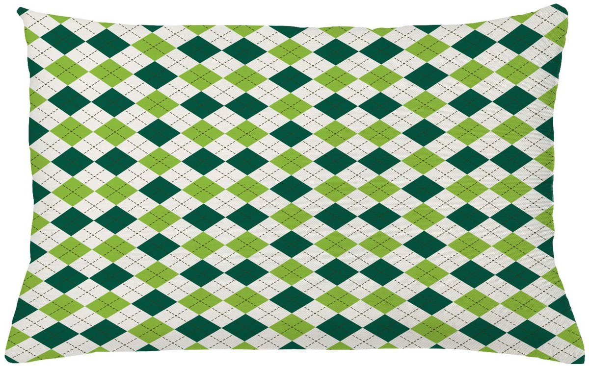 ABAKUHAUS Geometrische Kussenhoes – Vintage Diamantlijn – 65x40 cm – Beide zijden bedrukt Lindegroen