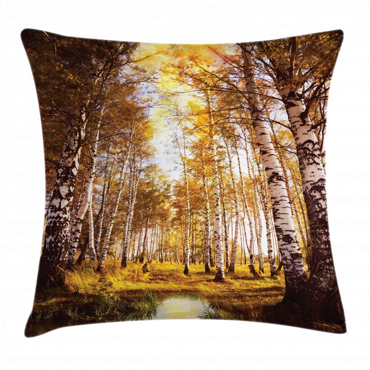 ABAKUHAUS Kussenhoes Wald – 40x40 cm – Tweezijdig bedrukt – Rits Bruin