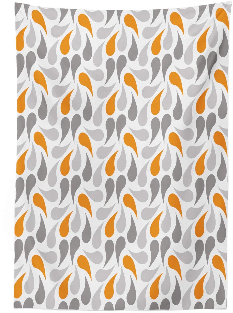 ABAKUHAUS Geometrisch tafelkleed – 140x200 cm – satijnmengsel, Oranje/Wit/Grijs