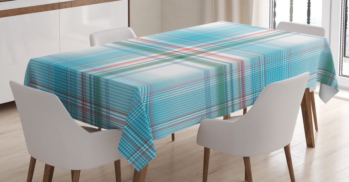 ABAKUHAUS – Tafelkleed Geruit 140x170 – Satijnlook Turkoois