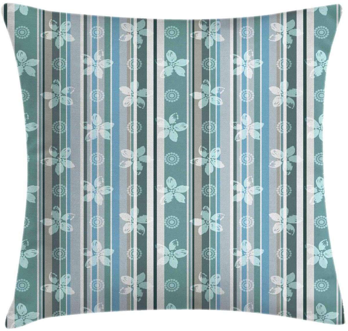 ABAKUHAUS Kussenhoes – Bloemen Retro-strepen – 50x50 cm – Dubbelzijdig bedrukt, rits, Veelkleurig Mehrfarbig