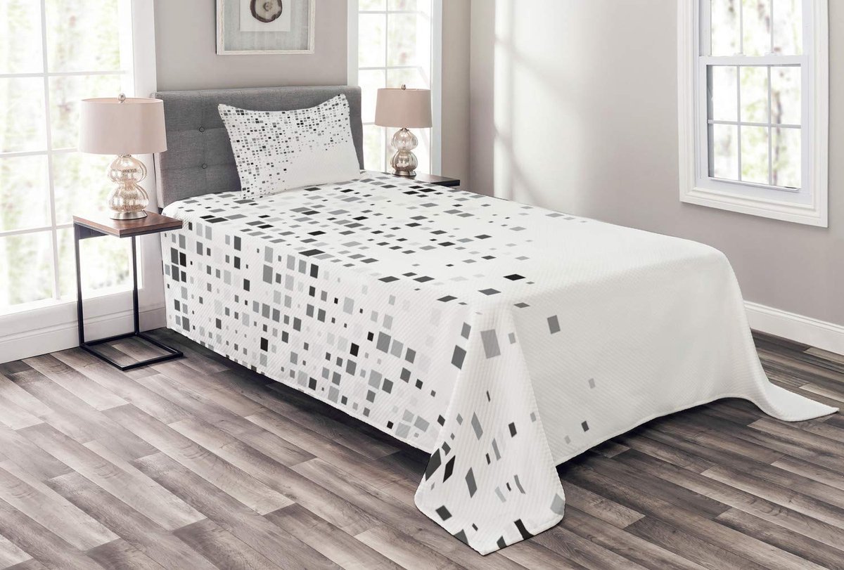 ABAKUHAUS Grijze Dekenset – Radiant Rectangle – 170x220 cm