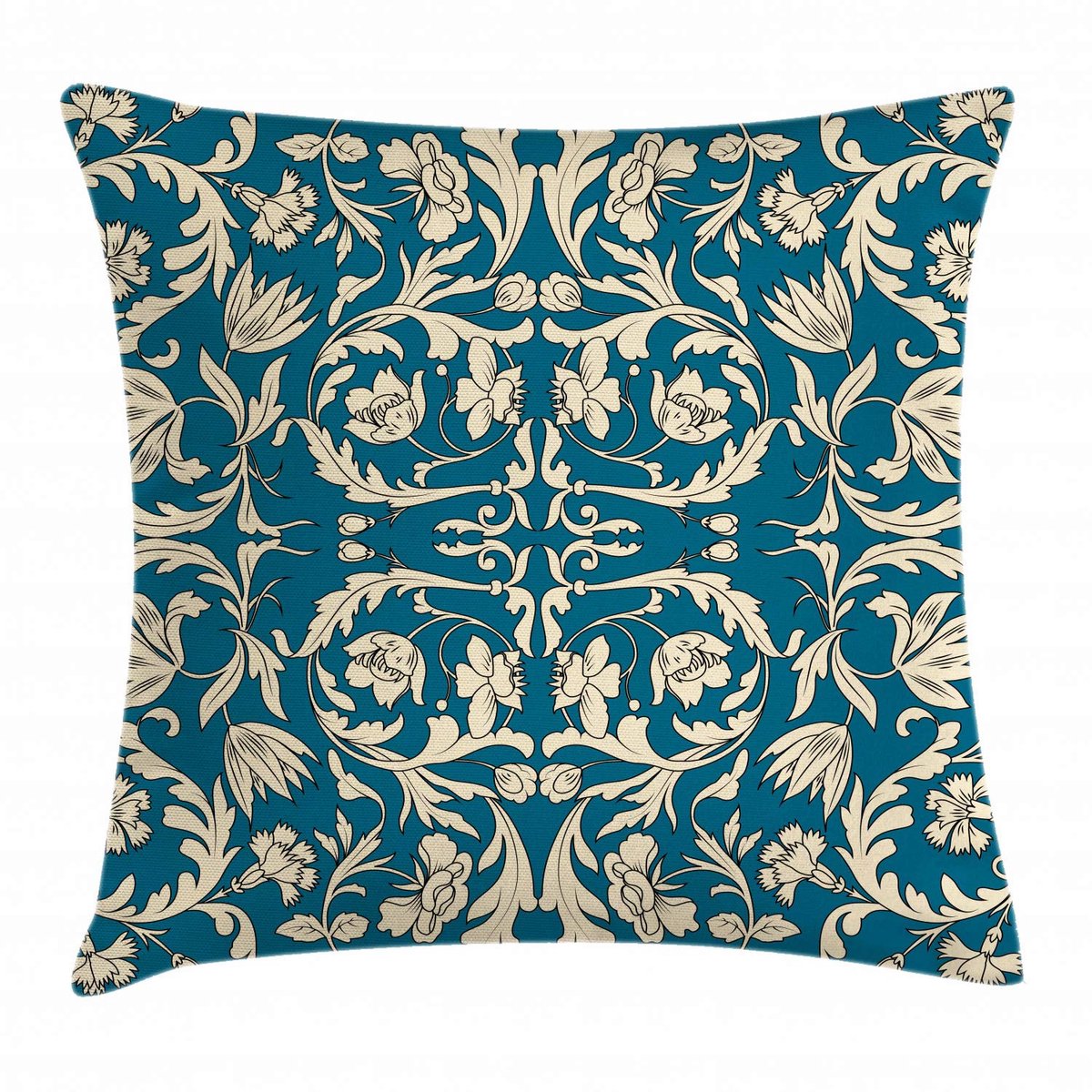 ABAKUHAUS Kussenhoes – Chinees Motief – 45x45 cm – Bedrukt op beide zijden, wasbaar, kleurvast Petrol Blau