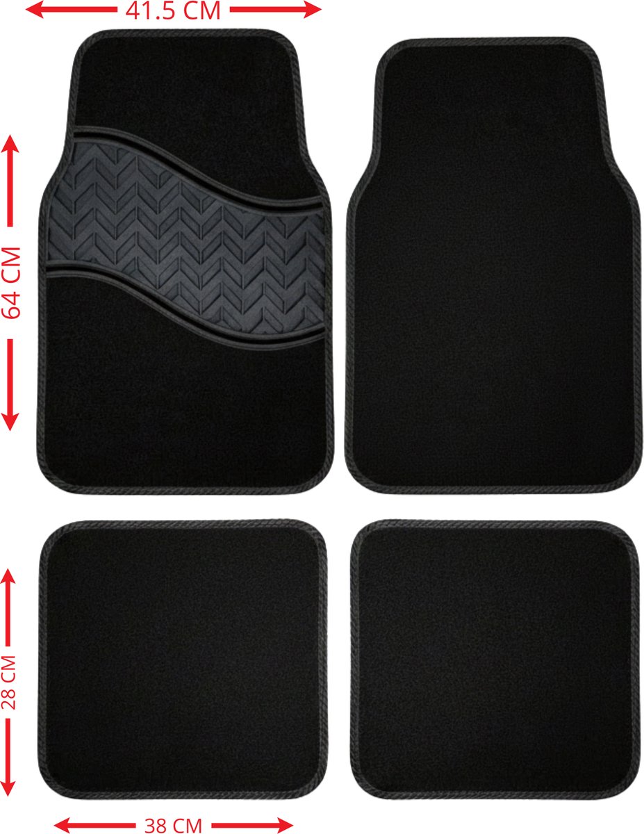 Automatten voor BMW X1 E84 2009-2015 - M102 - Tapijt met Rubber Inzet, Waterdicht & Antislip – 4-delige Set – Zwart met Zwarte Sierlijn