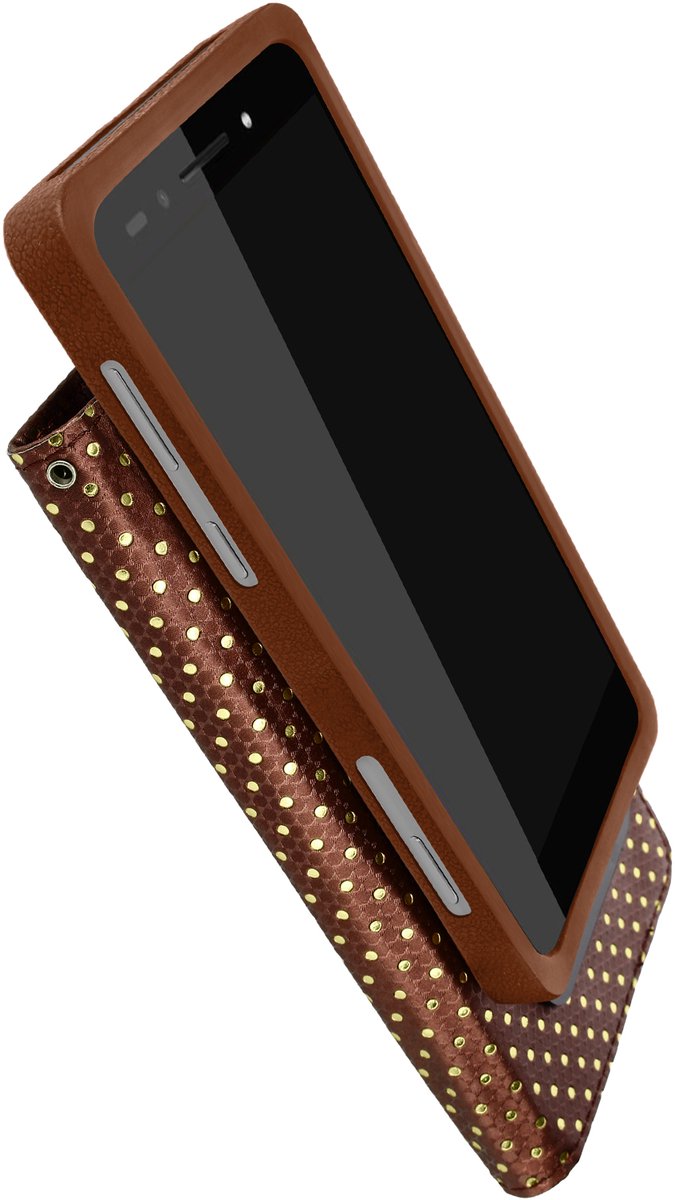 Avizar Dots Smartphone Hoesje 5,0 tot 5,3 Clap Portemonnee Ondersteuning, Bruin