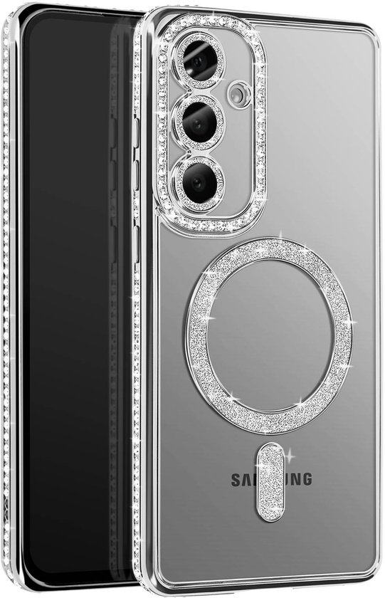 Étui Avizar Diamond Adapté pour Samsung Galaxy S25 MagSafe Contour Strass, Argenté