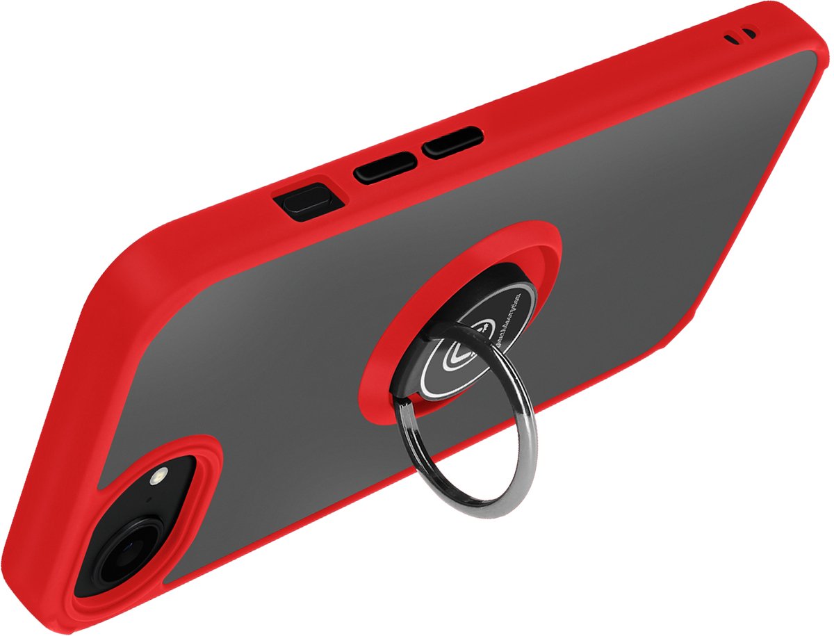 Avizar Hoesje Geschikt voor Apple iPhone 16e Magnetische Ring, Rood