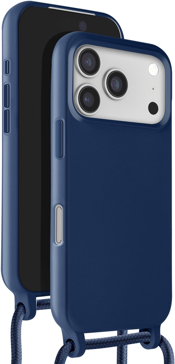 Avizar Hoesje Geschikt voor Apple iPhone 17 Pro Soft Touch Serie met Nekkoord, Blauw