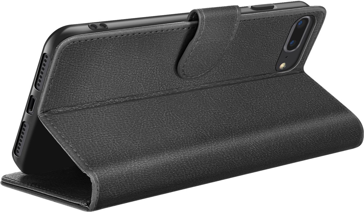 Zanae, Hoesje geschikt voor iPhone 8 Plus / 7 Plus - Wallet Case & Magneetsluiting, Zwart