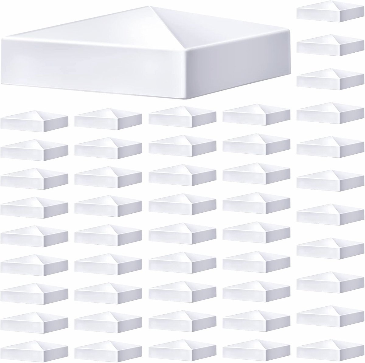 Witte PVC Vinyl Post Top Caps voor Hek en Deck - 48 Stuks 10x10 cm