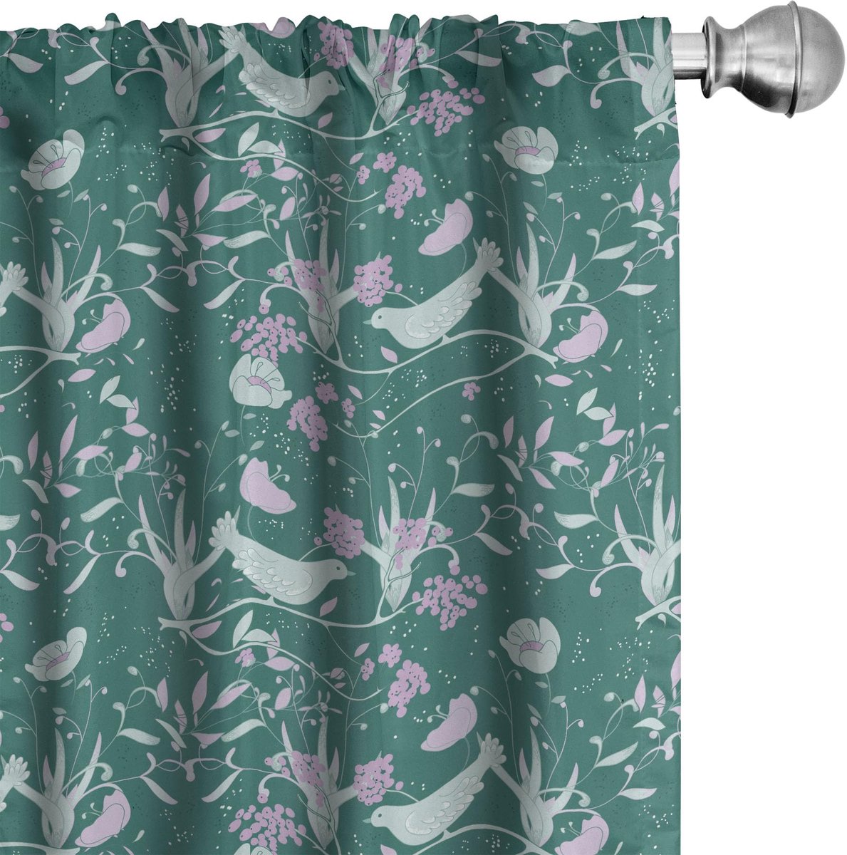 ABAKUHAUS Vogel-Gordijnen – Gardijnen – 2x75x175 cm – Jachtgroen en mint Hunter Green