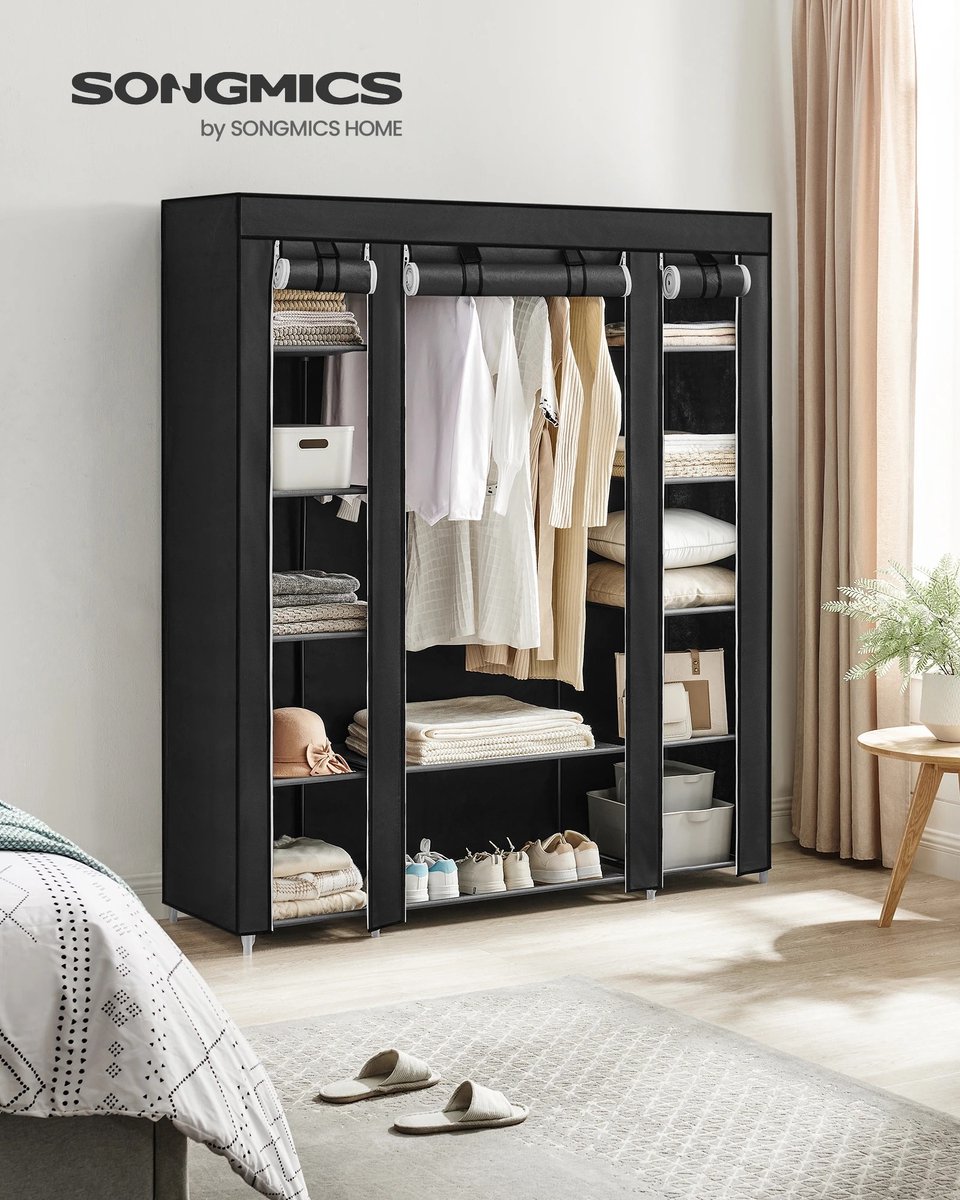 Tresaro kast 12-kleedkast met rek - opbergruimte - Stabiele kledingkast voor slaapkamerkleedkamer