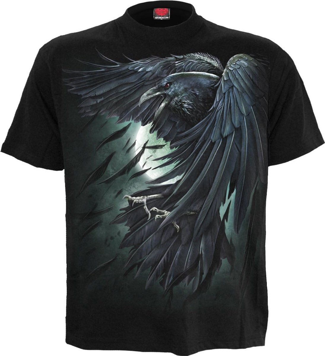 Zwart T-shirt met Grote Rauwe Ravenprint - Gothic, Horror & Rock Stijl