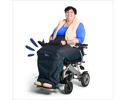 myBlanket Winter 5XL/7XL, compact en warm met fleece, wind- en waterdicht rolstoeldeken, snel geplaatst zonder op te staan uit de rolstoel, voor manuele én elektrische rolstoel; 38 x 24 x 8 cm ; 0,6 kg, wasbaar op 30°C - Night Blue met Blauwe rits
