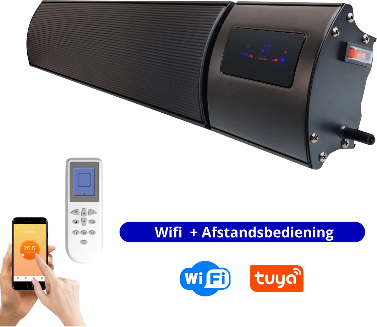 VH Smart HeatBar - 1800 watt vermogen met wifi en App - Infrarood elektrische terrasverwarmer - Voor binnen & buiten - Terrasheater zonder zichtbaar licht – foto 5