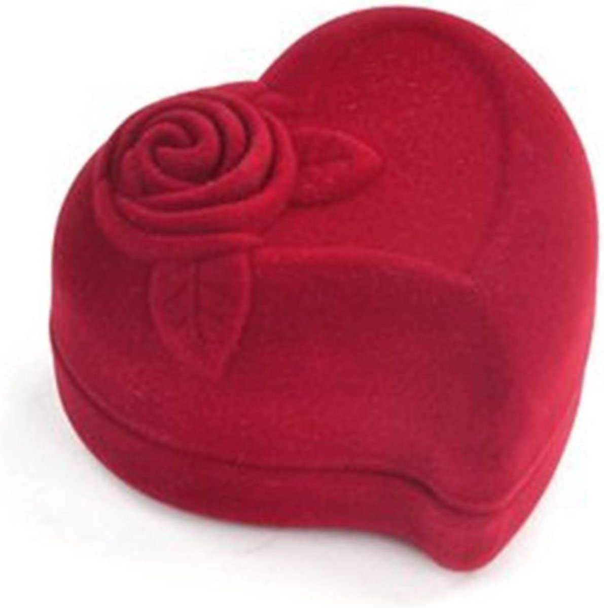 Luxe Rode Ringendoos in Hartvorm met Fluweel voor Verloving en Huwelijksaanzoek