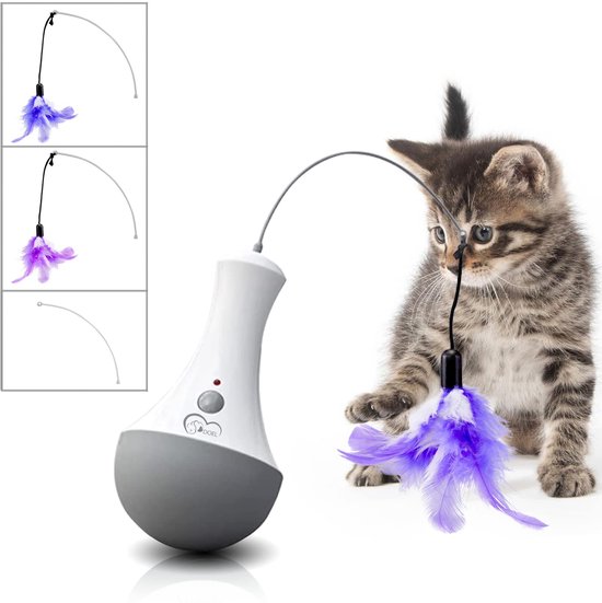 DOEL Kattenspeelgoed met Interactieve Veer - Batterij Bediende Kattenvangerstok - Veilig ABS Materiaal - Automatische Uitschakeling na 15 Minuten - Kattencadeaus voor Binnenkatten, Kleine Rassen, Unisex, 0.44 kg