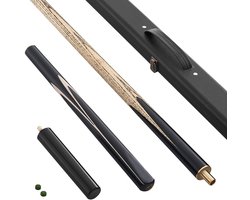57-Inch Jointed Snooker-Keu met Verlengstang en 0,38-Inch Leren Punt, 19 Oz Poolstok voor Gebruik Thuis, Op Kantoor, In De Bar Of Op Een Professionele Pooltafel, Inclusief Houten Opbergkoffer