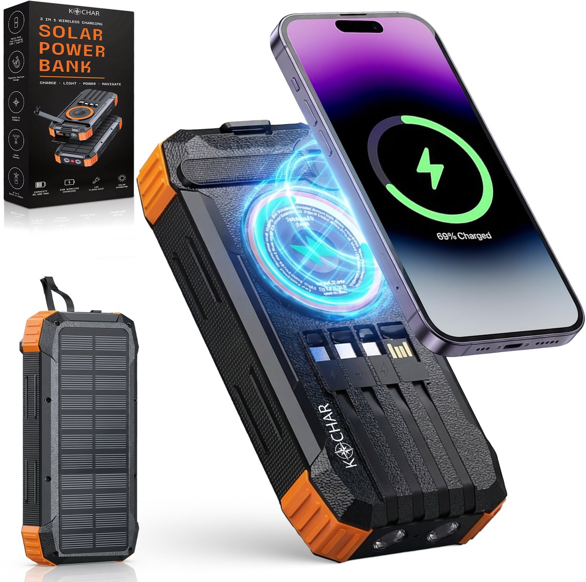 Kochar LED Solar Powerbank 30000 mAh - Kochar - €39,99