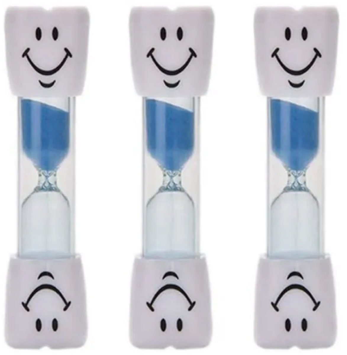 EXCITAT Zandloper - Decoratieve zandloper - Smiley Face Zandloper - Blauw - 3 stuks