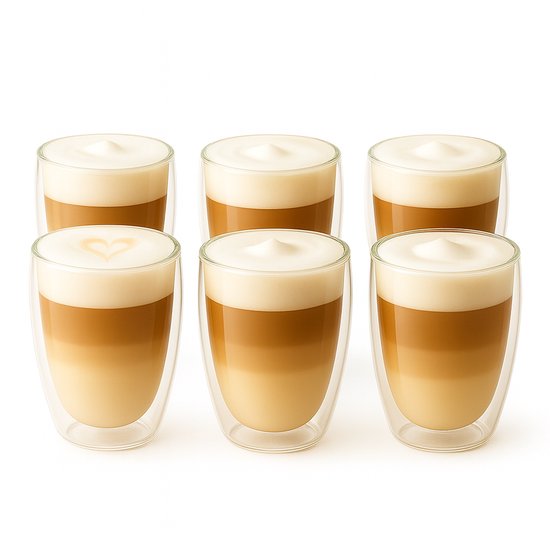 Foto: Ibs home 350ml dubbelwandige koffieglazen koffieglazen dubbelwandige theeglazen latte macchiato glazen cappuccino glazen koffietassen 350 ml set van 6 dubbelwandig borosilicaatglas koffieglazen koffiekopjes theeglazen