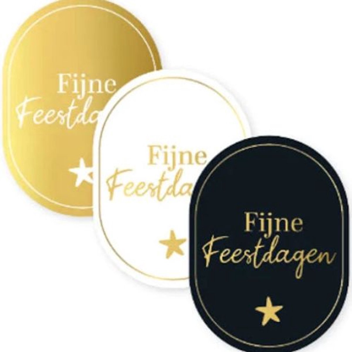 Fijne feestdagen stickers ovaal