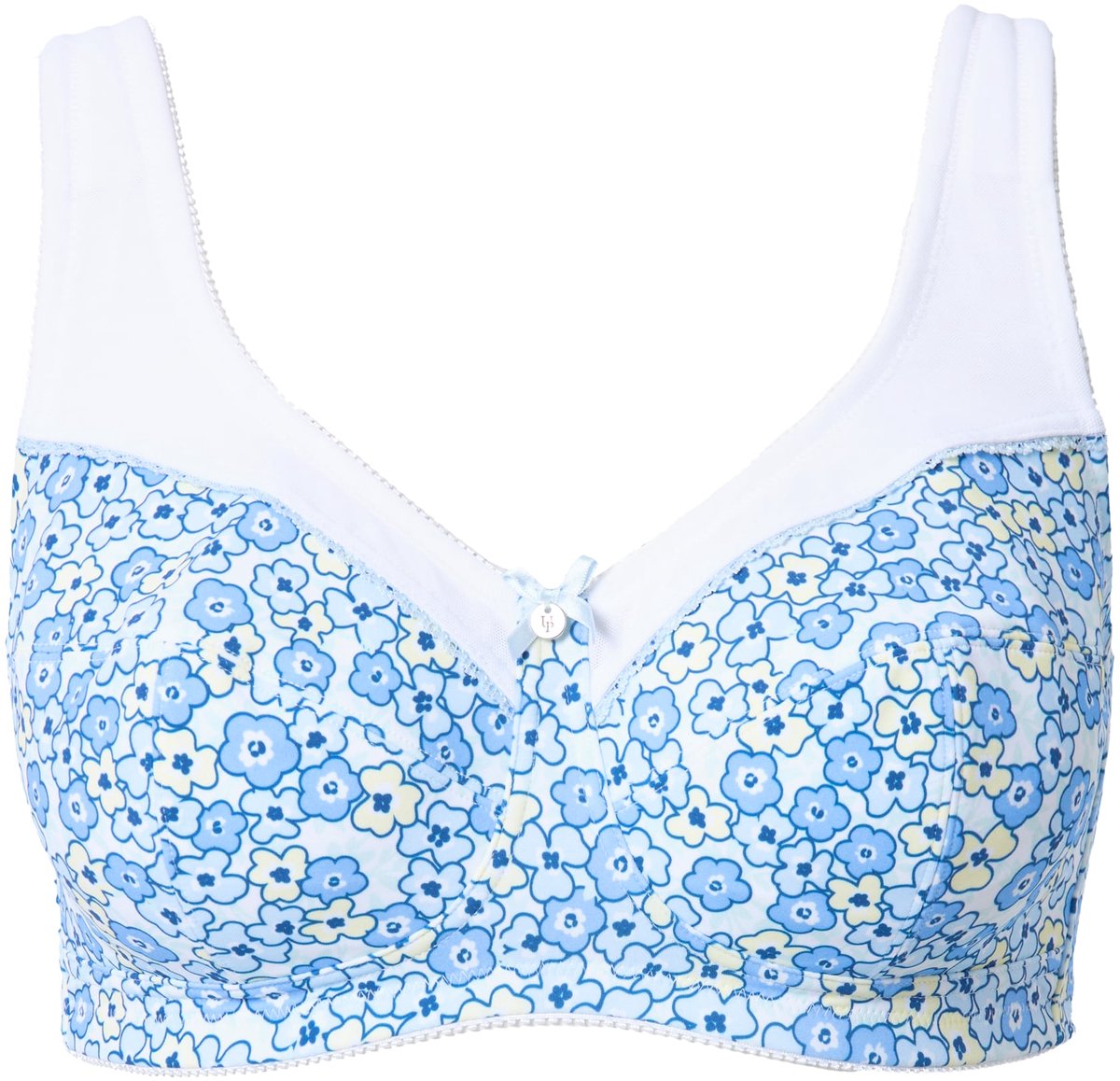 Ulla Popken Dames - Steunbeha bloemen zonder beugels - Blauw