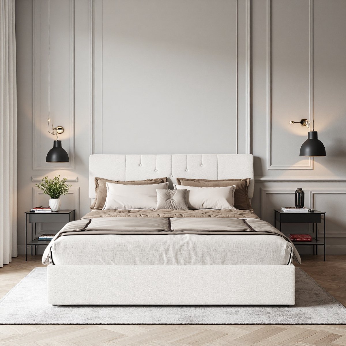 Hydraulisch Boxspring 140x190 cm Crème met USB-poorten - Hydraulisch - €229,99