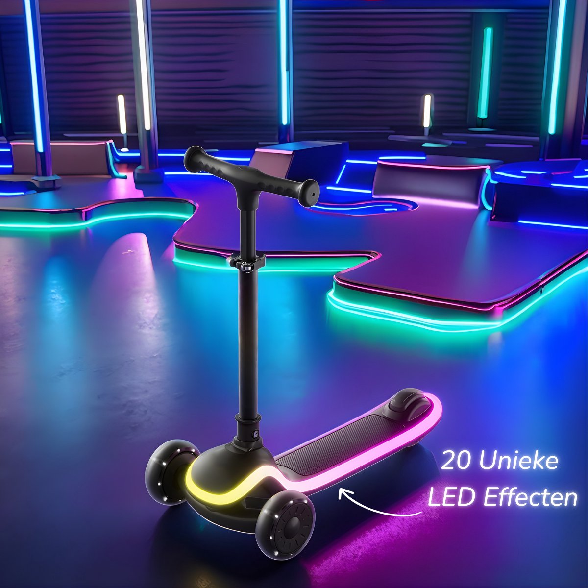 GoudenGracht Kinderstep 2026 - Volledig LED verlichting - 20 Lichtstanden - Step - Kinderstep 3 Wielen - Van 3 tot 8 jaar - Verstelbaar Stuur 60-85 cm - Opvouwbaar — afbeelding 6