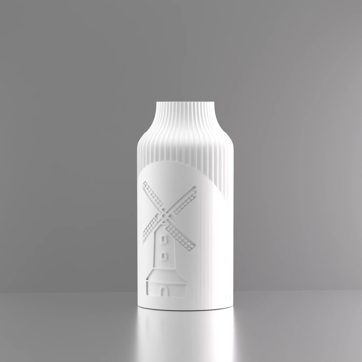 3d-gezellig Harmonie met molen + tekst Nederland - Vaas - Wit - Maat 20 cm - 100% gerecycled PLA (bioplastic)