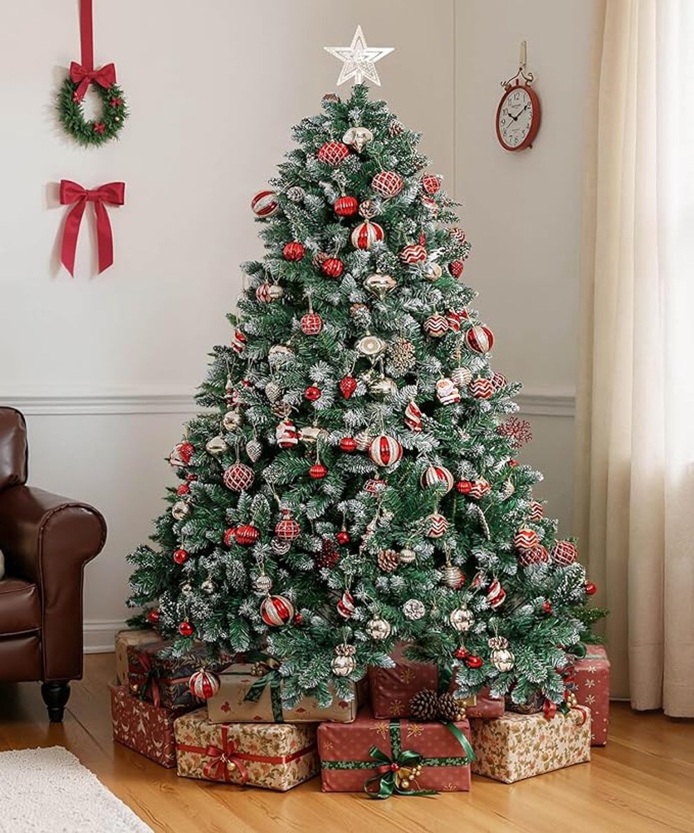 Luxe Kunstkerstboom met Standaard – 120 t/m 240 cm – 180 cm Hoog – Duurzaam & Vuurbestendig – Eenvoudige Montage – 15 Jaar Herbruikbaar – Veilig voor Kinderen – Realistische Kerstdecoratie