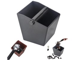 1 stuk - Uitklopbak Koffie - Knockbox - Zwart – RVS - Uitklopbak - Knockbox - Afklopbak Koffie - Antislip Italiaanse espressotapbox - met afneembare rubberen tapstang