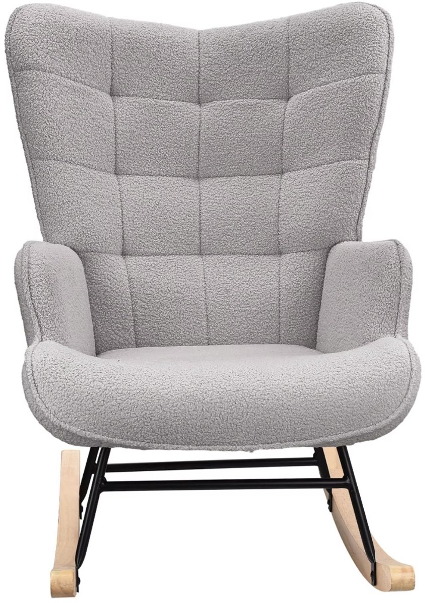 Vedder House - Schommelstoel - Lichtgrijs - Ergonomisch - Gewatteerd - Loungestoel - Relax