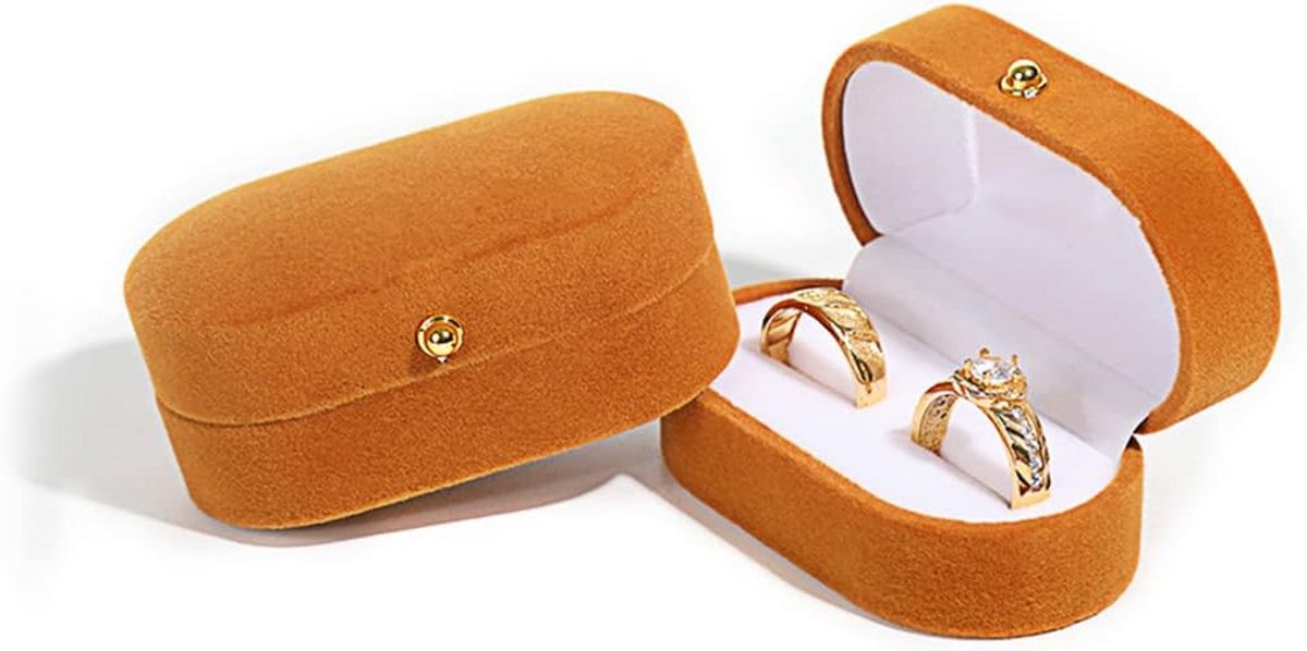 Elegante Oranje Capsulevormige Ringdoos voor Verloving en Cadeau