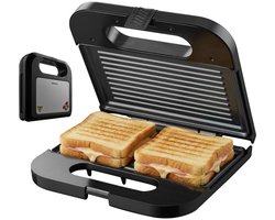Tomado TGS2001S - Tosti ijzer - Grillapparaat - Tosti apparaat - PFAS vrij – Sandwich maker - 750 watt - 22,5 x 13 cm - Zwart/RVS
